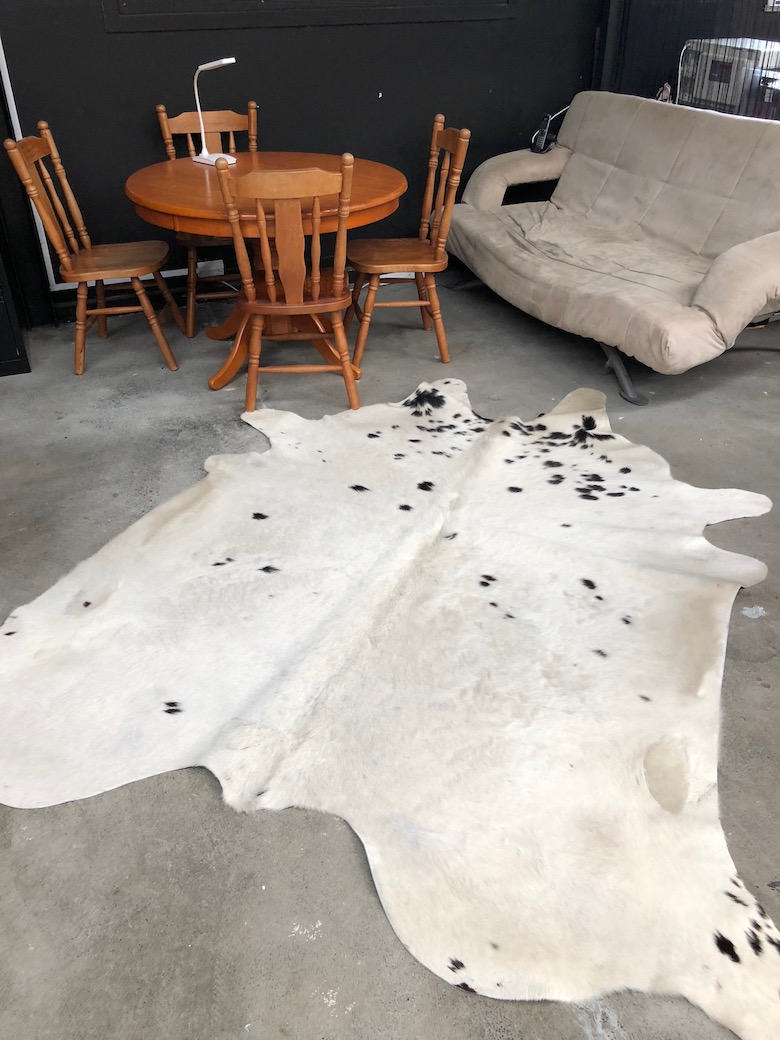Cowhide Rug White And Black Speckle Home Decor Italian Leather