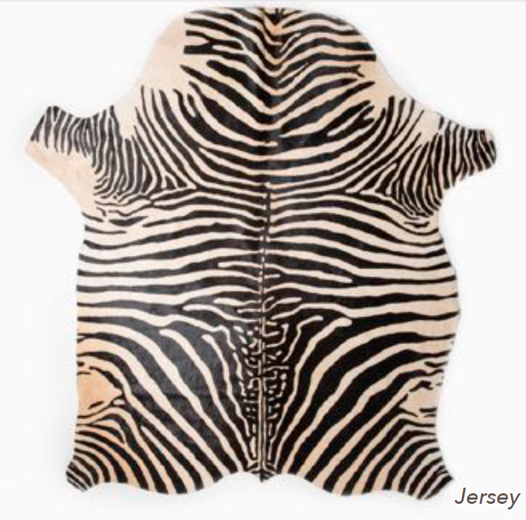 Zebra Print Cowhide Rug Jersey Home Decor Italian Leather