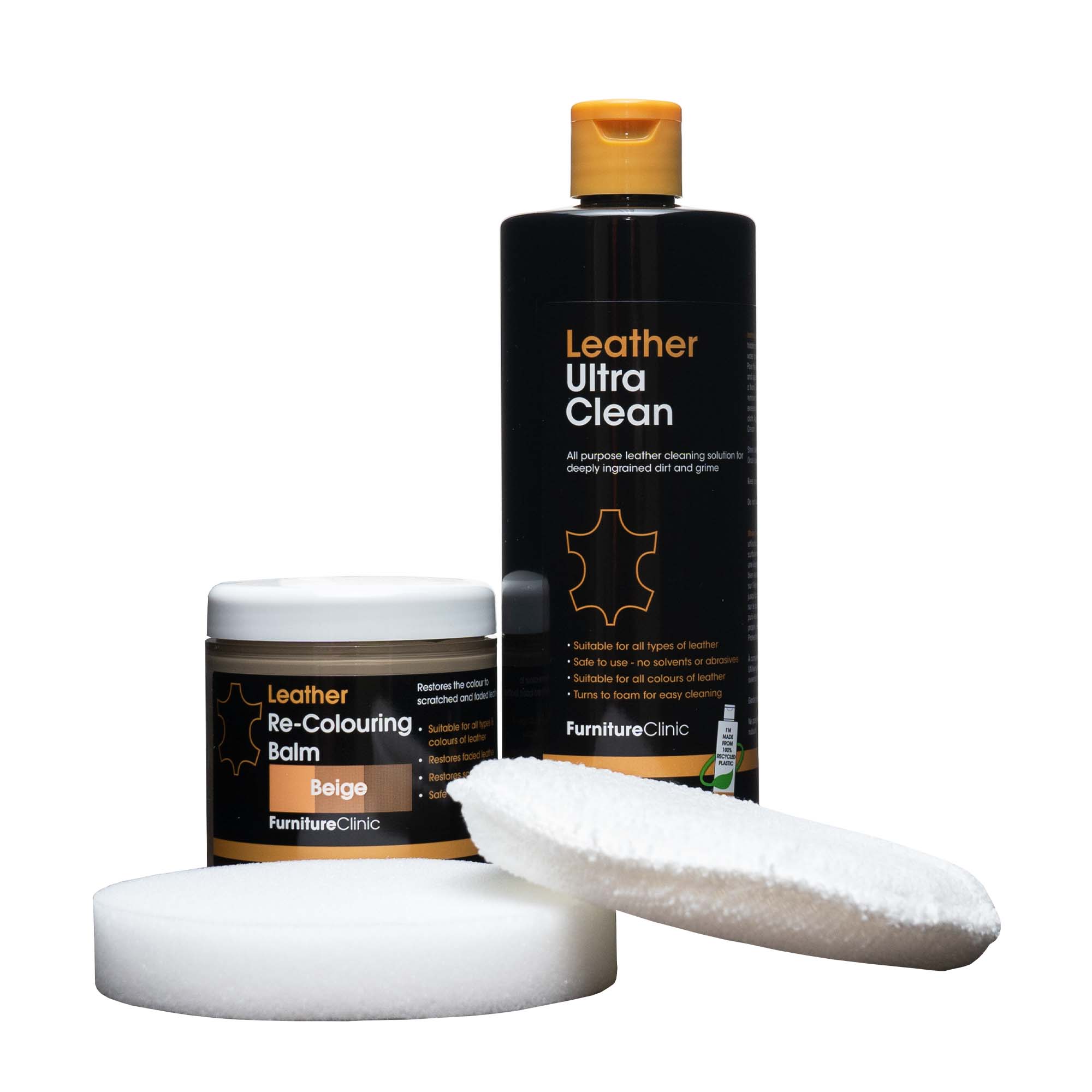 Furniture Clinic Leather Complete Restoration Kit, Includes Leather  Re-Coloring Balm, Leather Cleaner, Protection Cream, Sponge & Cloth